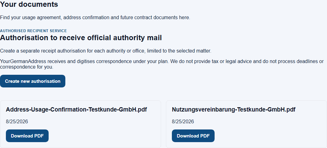 Example view: 4. Approval and documents