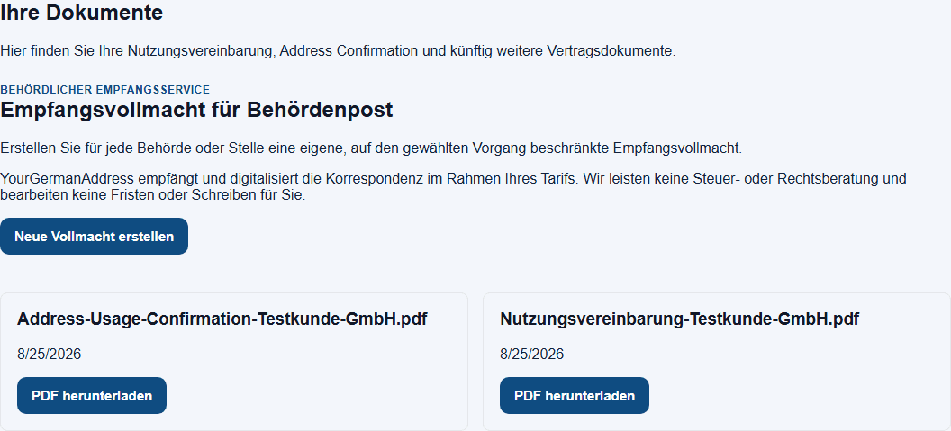 Beispielansicht: 4. Freigabe und Dokumente